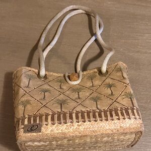 Palm Tree Patterned Tan Tote Bag